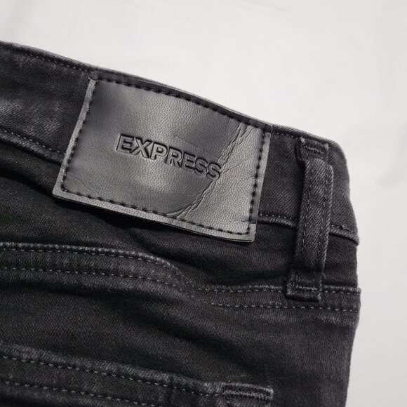 Express Mens Jeans 30 X 32 Slim Straight Stretch Denim Pants Black - Picture 6 of 15